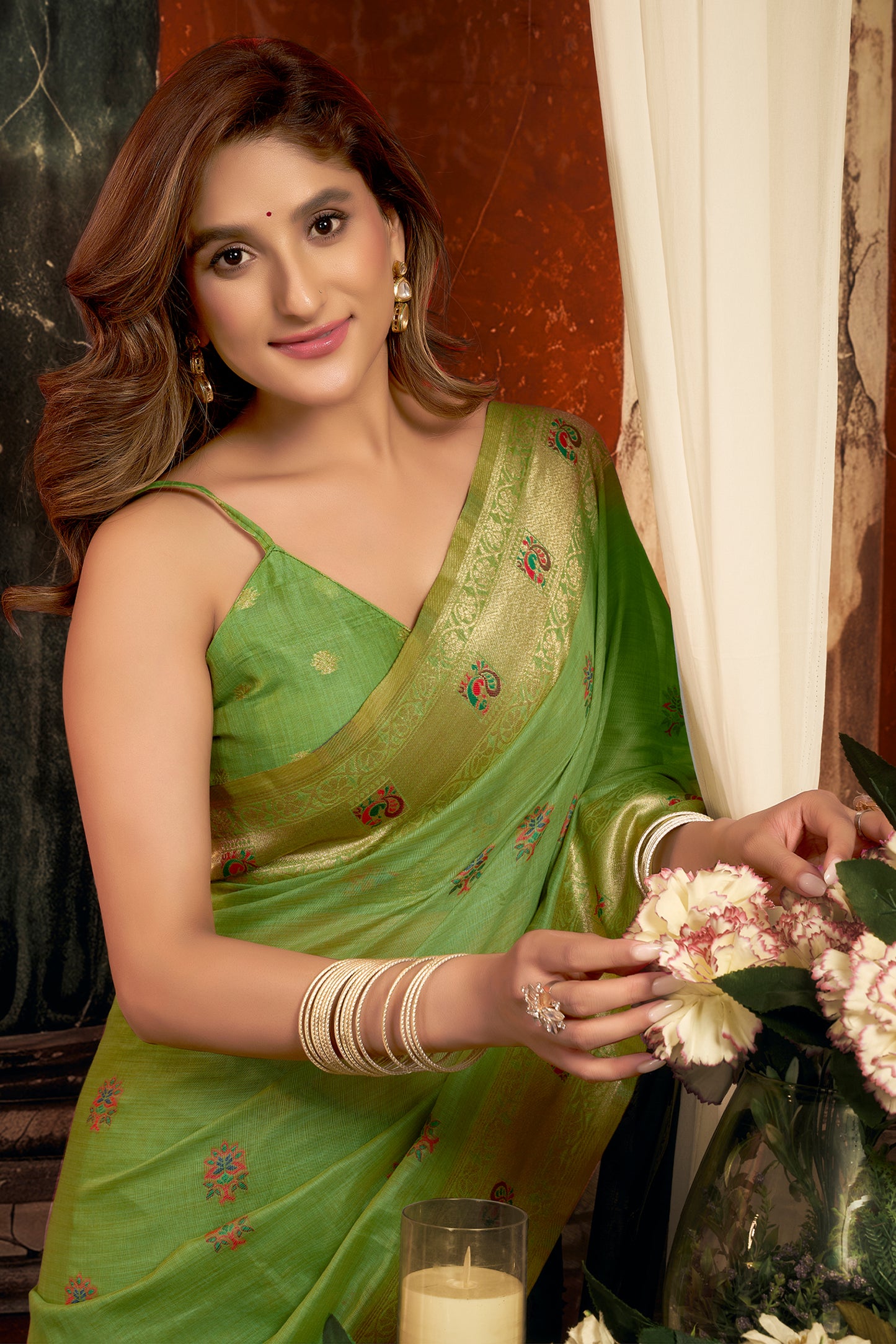 Green Woven Kota Silk Paithani Saree-SAR12744_2_SareeButa.com