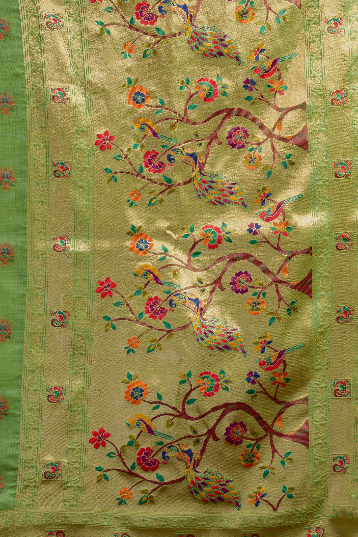 Green Woven Kota Silk Paithani Saree-SAR12744_3_SareeButa.com