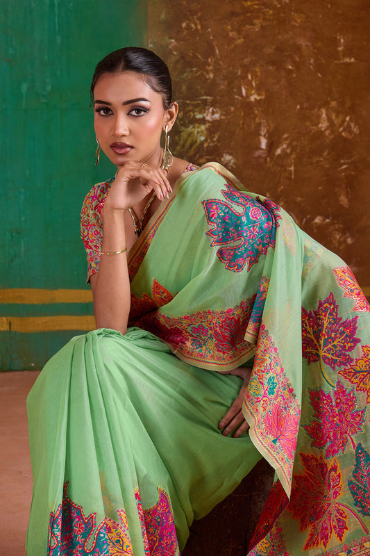 Green Woven Modal Cotton Saree-SAR11894_2_SareeButa.com