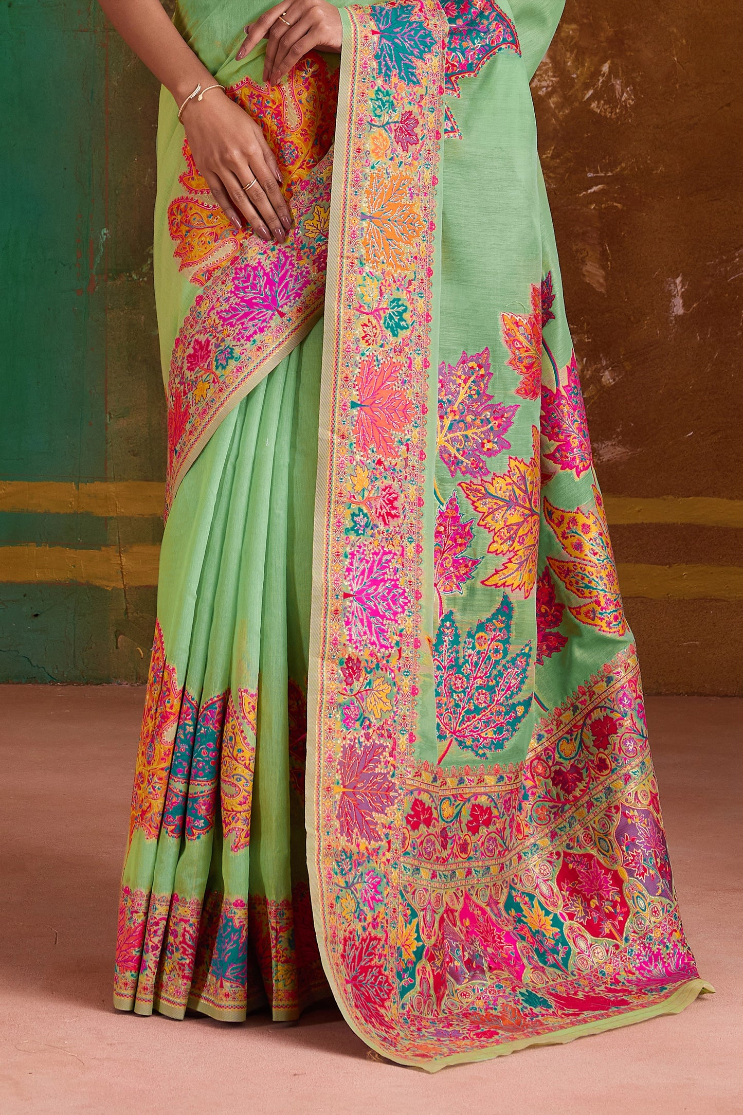 Green Woven Modal Cotton Saree-SAR11894_5_SareeButa.com