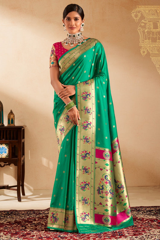 Green Woven Paithani Saree-ZB134715_1_SareeButa.com