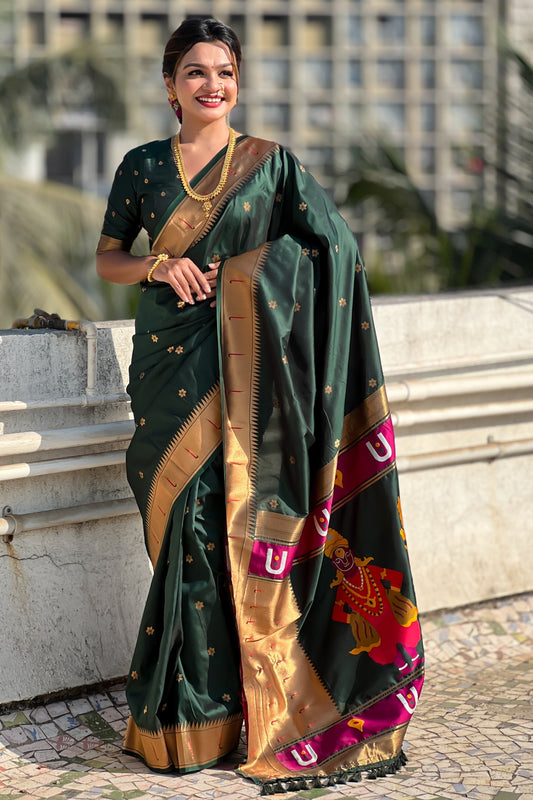 Green Woven Paithani Saree-ZB134809_1_SareeButa.com