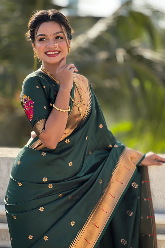 Green Woven Paithani Saree-ZB134809_2_SareeButa.com