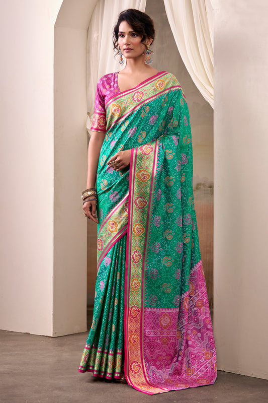 Green Woven Patola Silk Saree-SAR10022_1_SareeButa.com