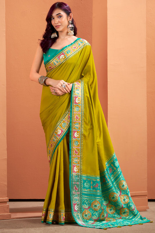 Green Woven Patola Silk Saree-SAR10035_1_SareeButa.com