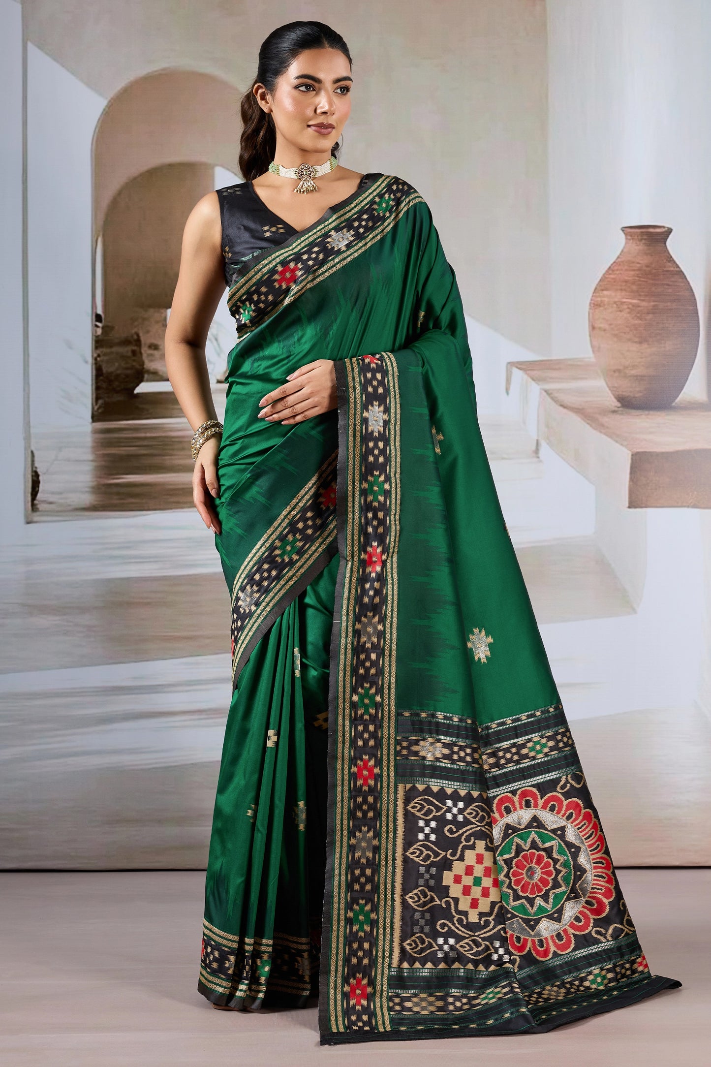 Green Woven Patola Silk Saree-SAR12418_1_SareeButa.com
