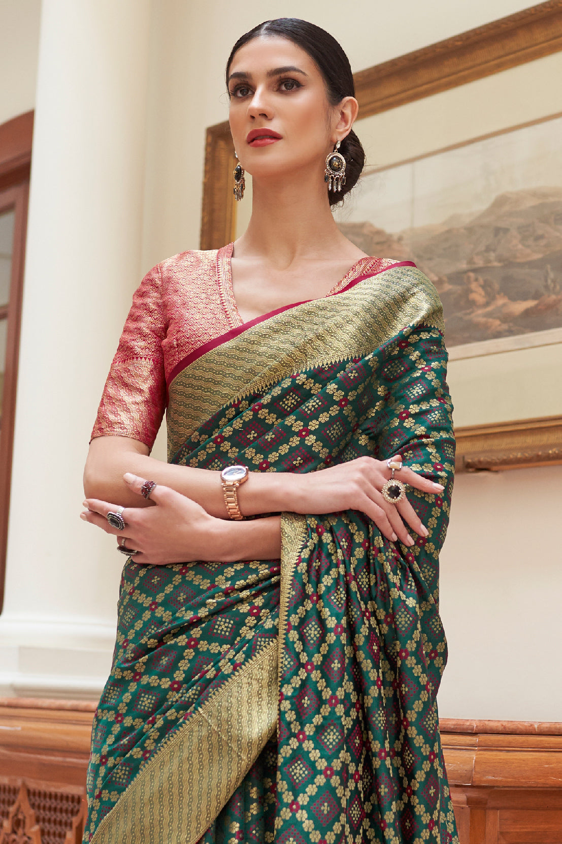 Green Woven Patola Silk Saree-ZB133886_2_SareeButa.com