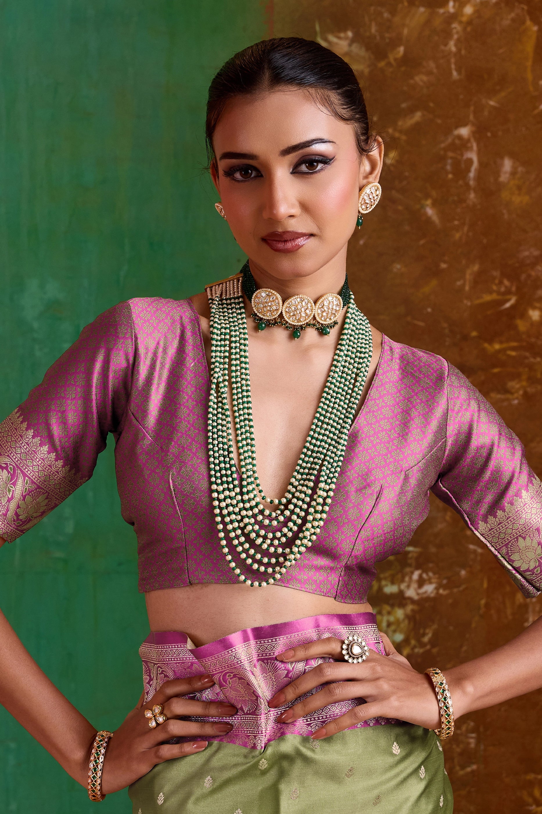 Green Woven Satin Silk Saree-SAR12349_5_SareeButa.com
