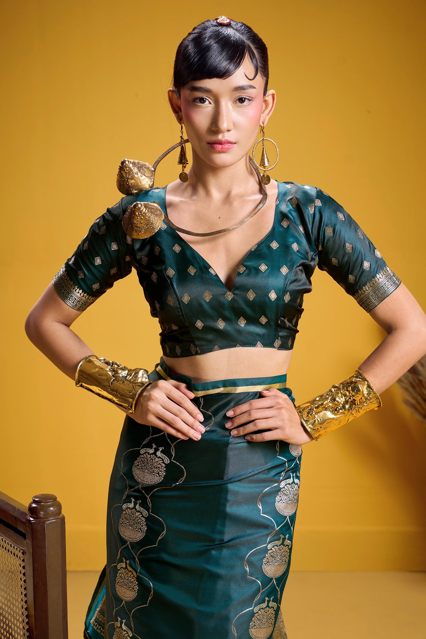Green Woven Satin Silk Saree-SAR12373_5_SareeButa.com