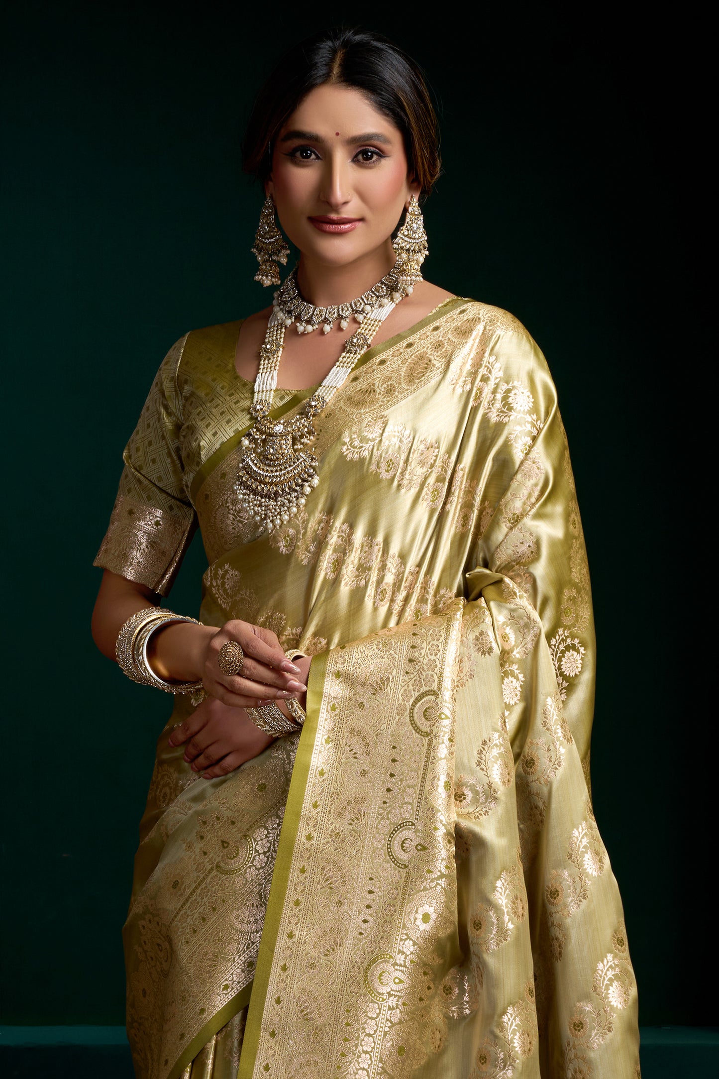 Green Woven Satin Silk Saree-SAR12681_2_SareeButa.com