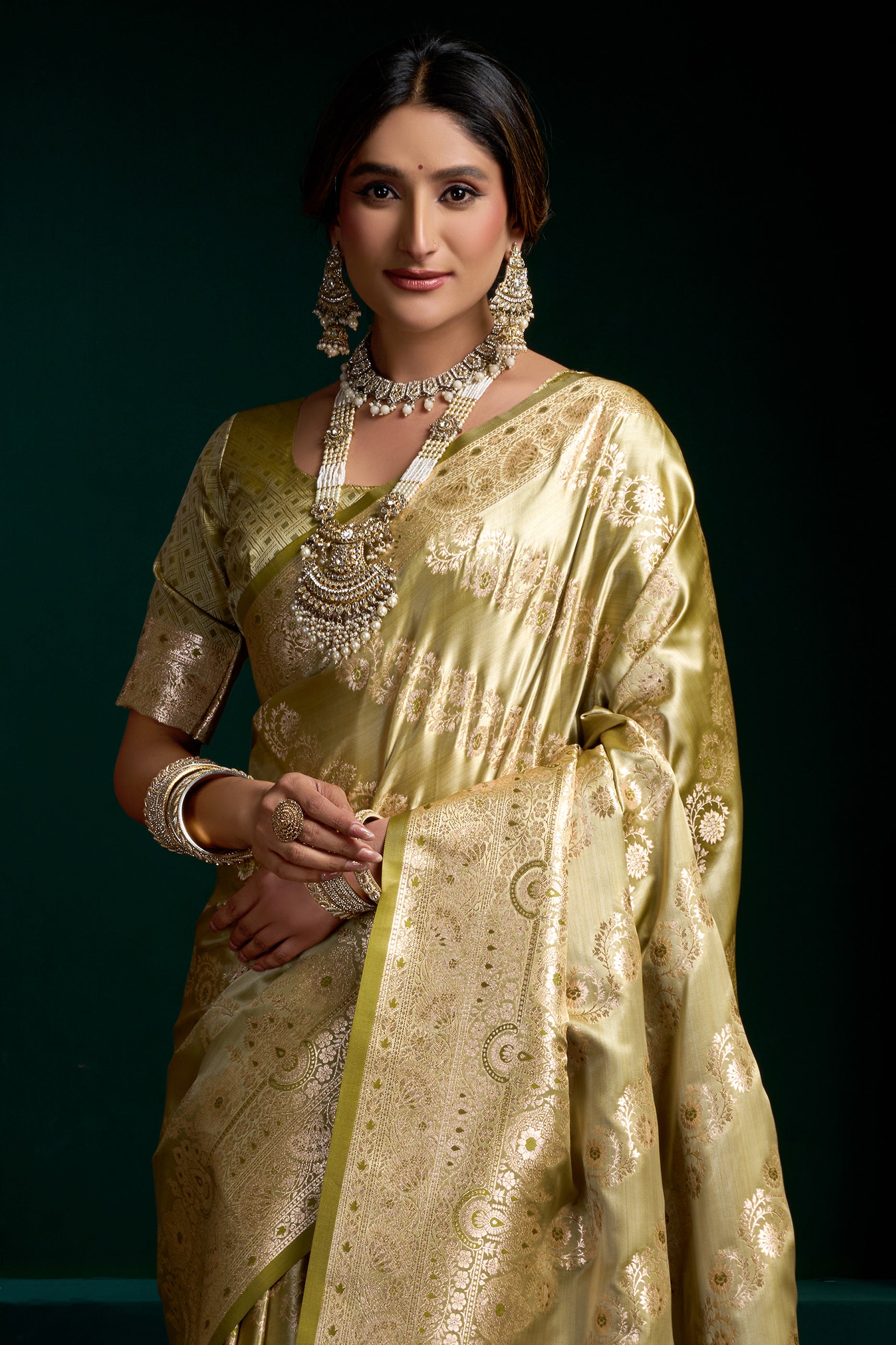Green Woven Satin Silk Saree-SAR12681_2_SareeButa.com