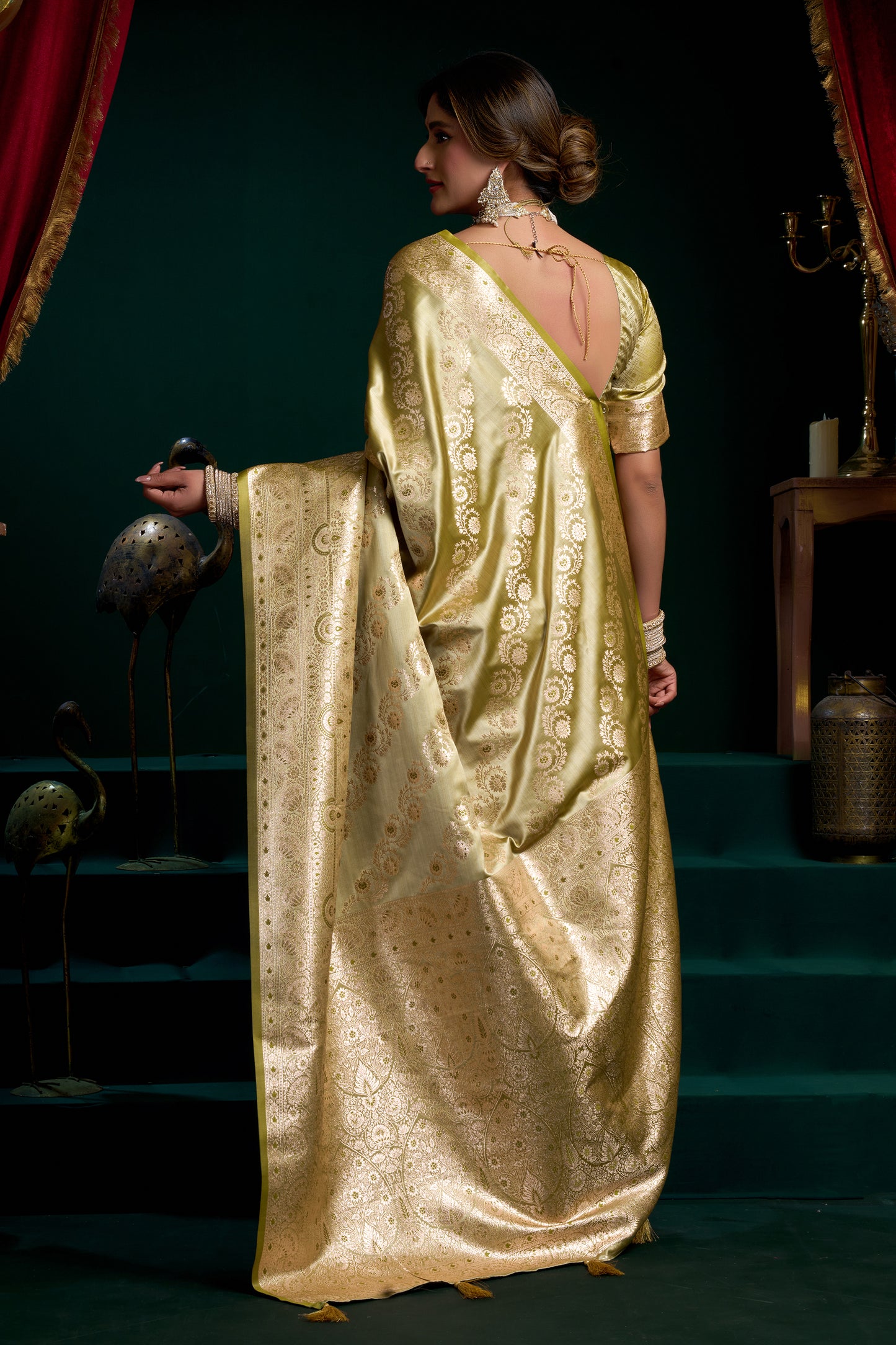 Green Woven Satin Silk Saree-SAR12681_5_SareeButa.com