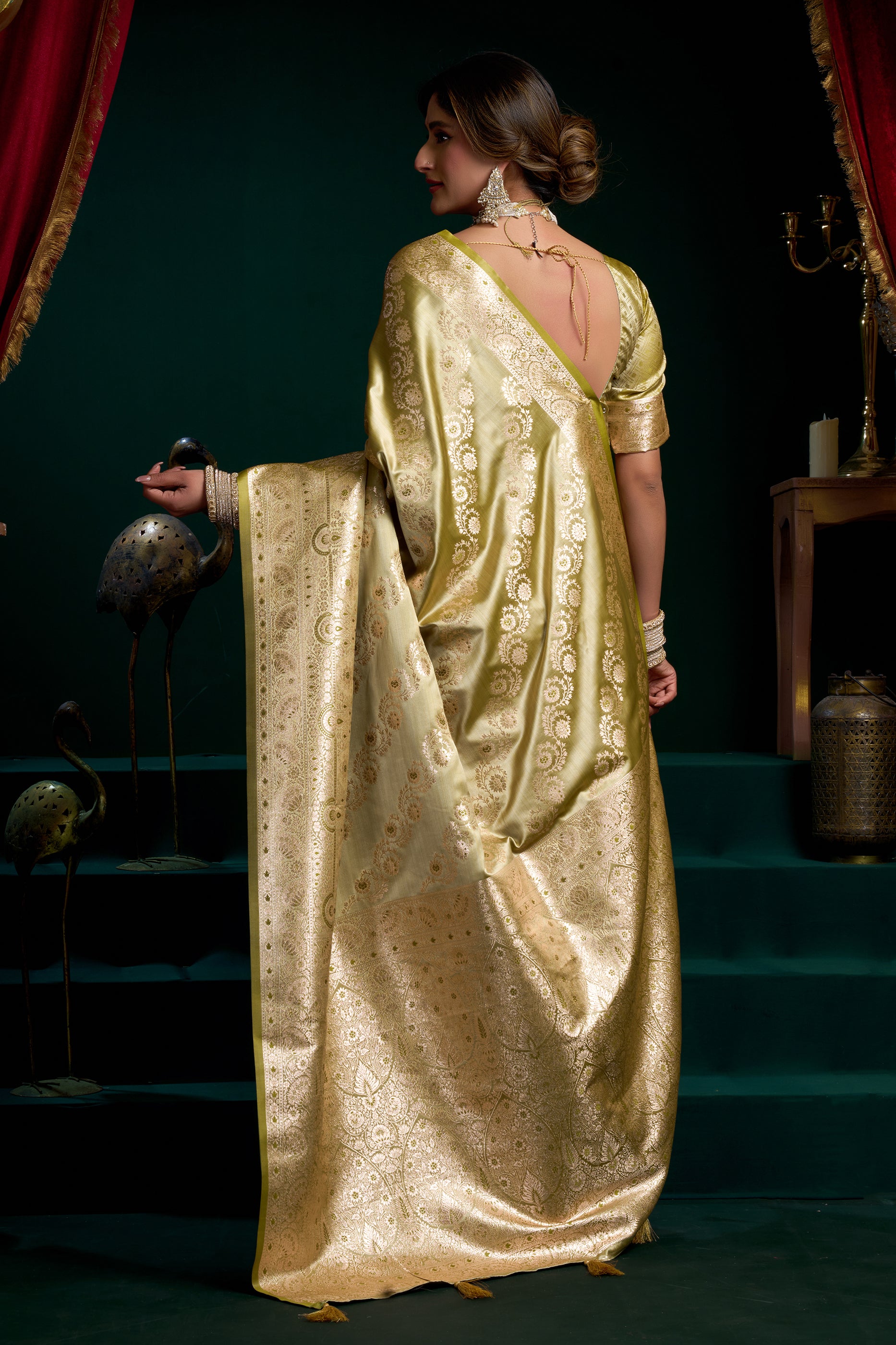 Green Woven Satin Silk Saree-SAR12681_5_SareeButa.com