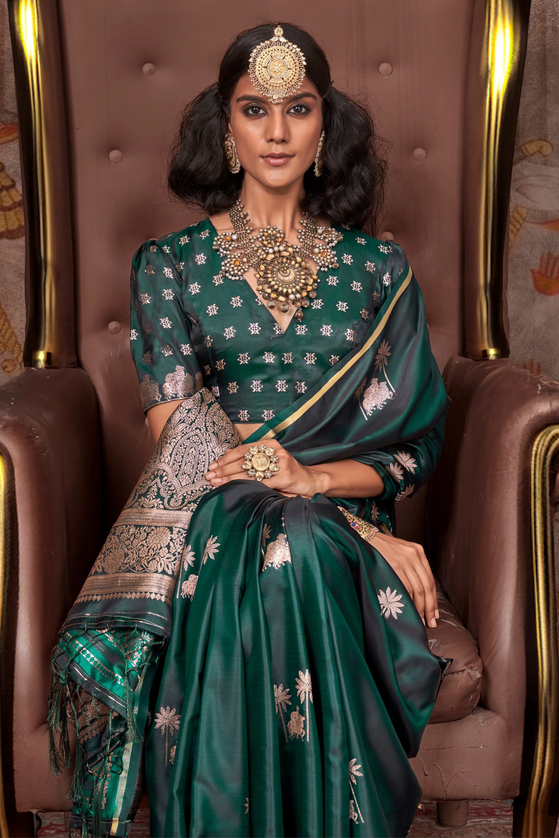 Green Woven Satin Silk Saree-ZB133540_3_SareeButa.com