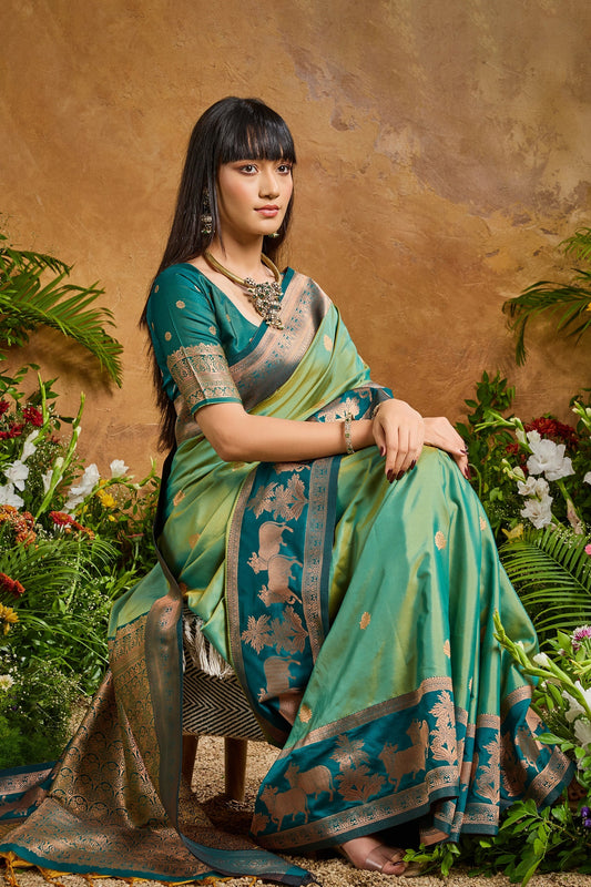 Green Woven Silk Saree-SAR11210_2_SareeButa.com