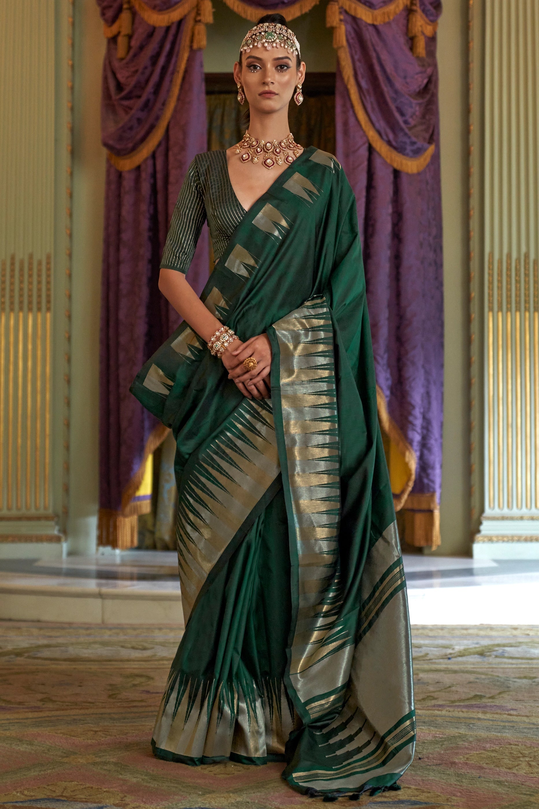 Green Woven Silk Saree-SAR11338_1_SareeButa.com