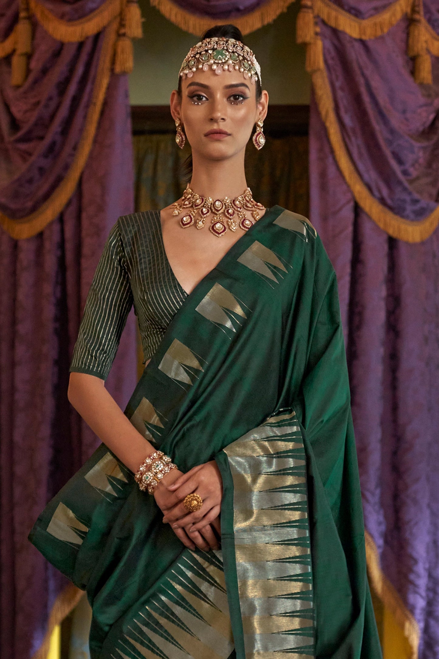 Green Woven Silk Saree-SAR11338_3_SareeButa.com