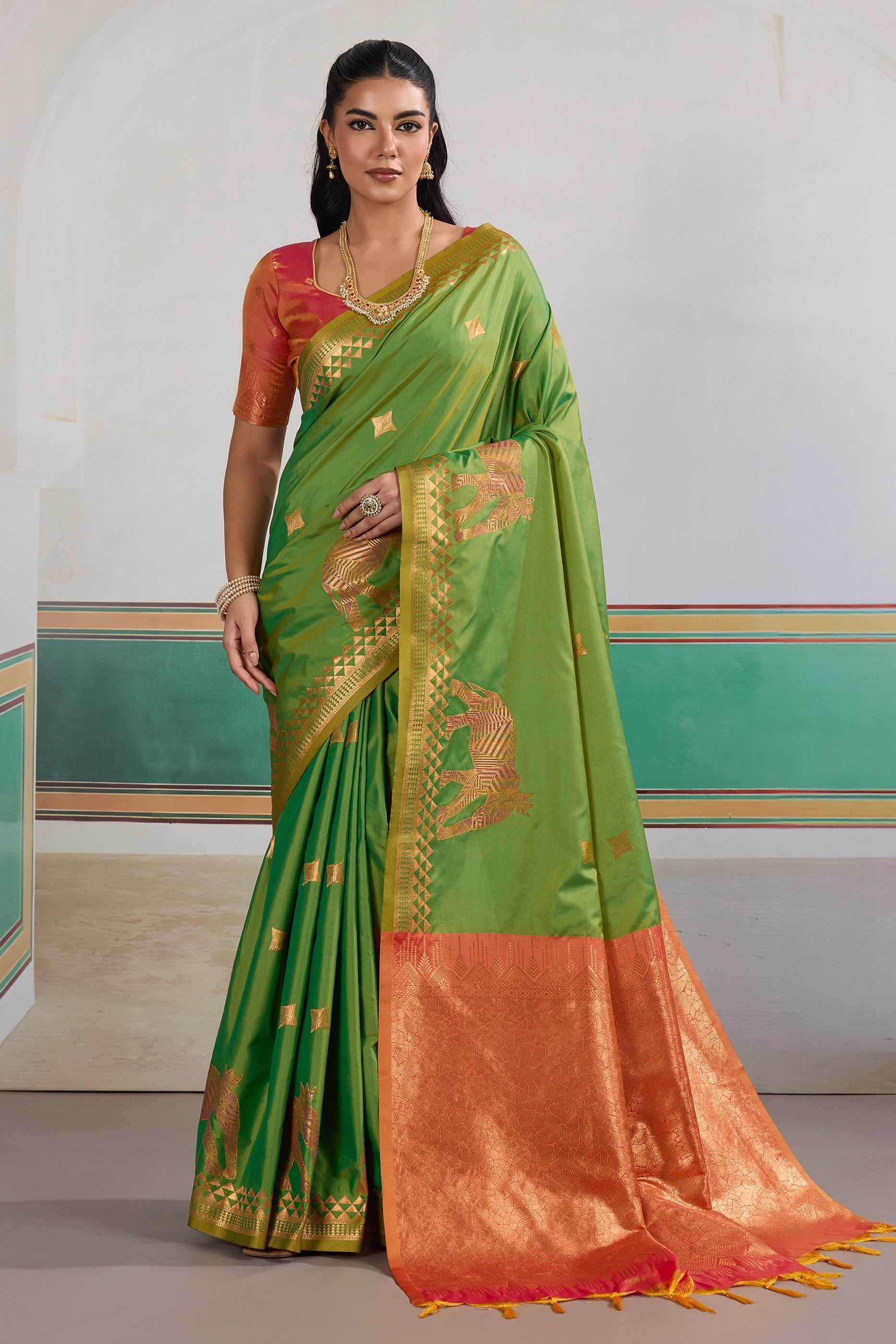 Green Woven Silk Saree-SAR11467_1_SareeButa.com