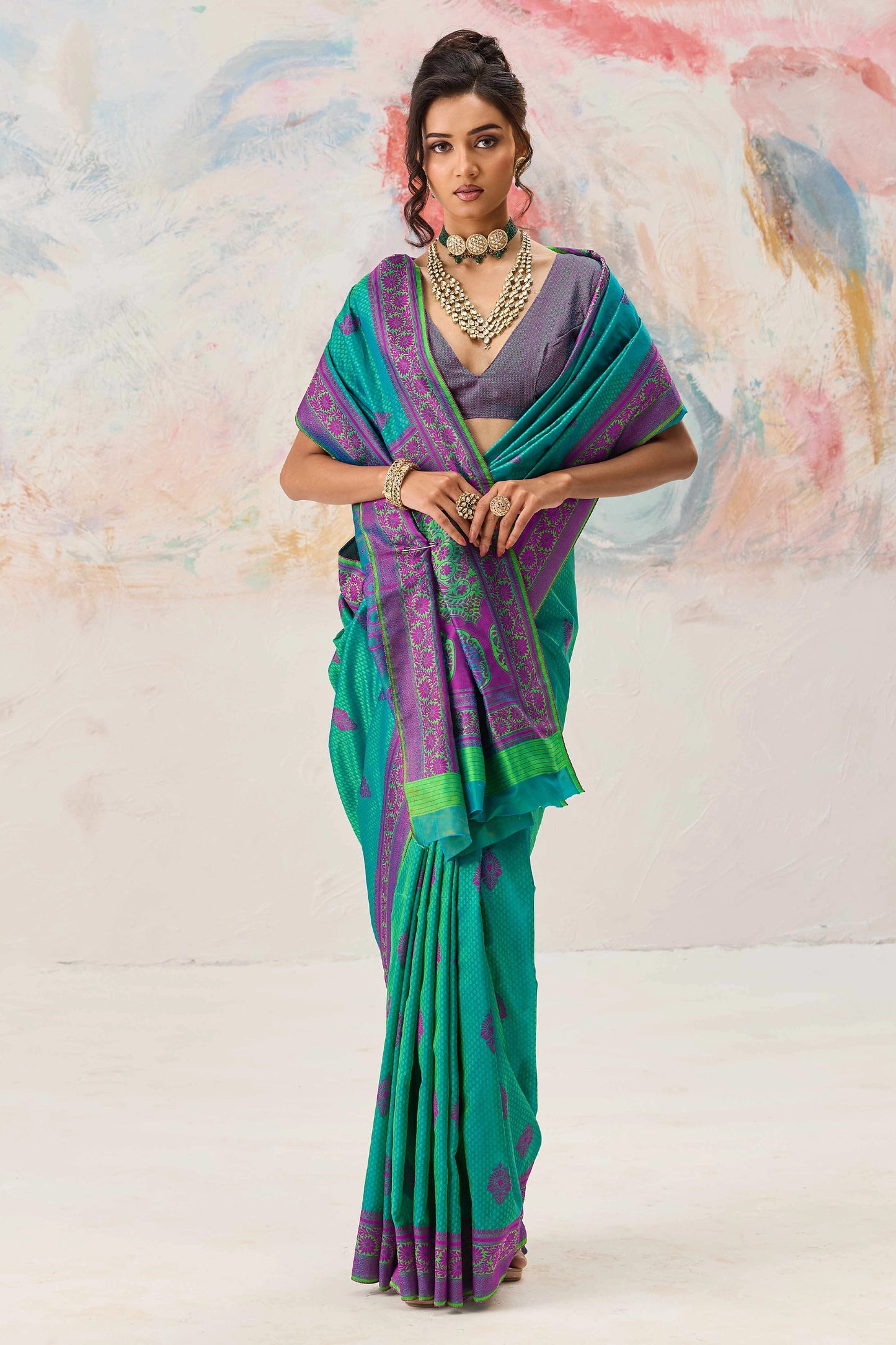 Green Woven Silk Saree-SAR12313_3_SareeButa.com