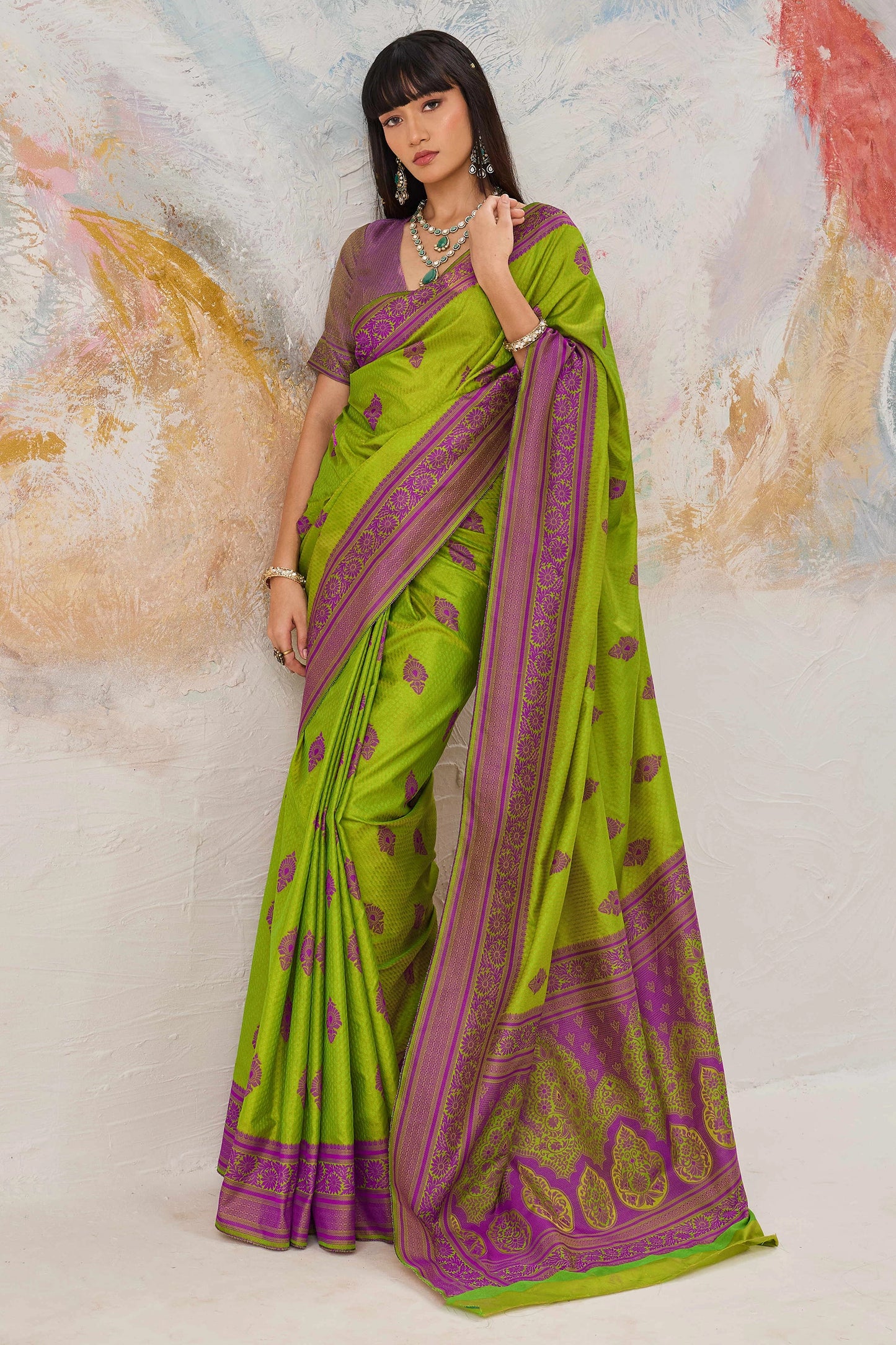 Green Woven Silk Saree-SAR12316_1_SareeButa.com