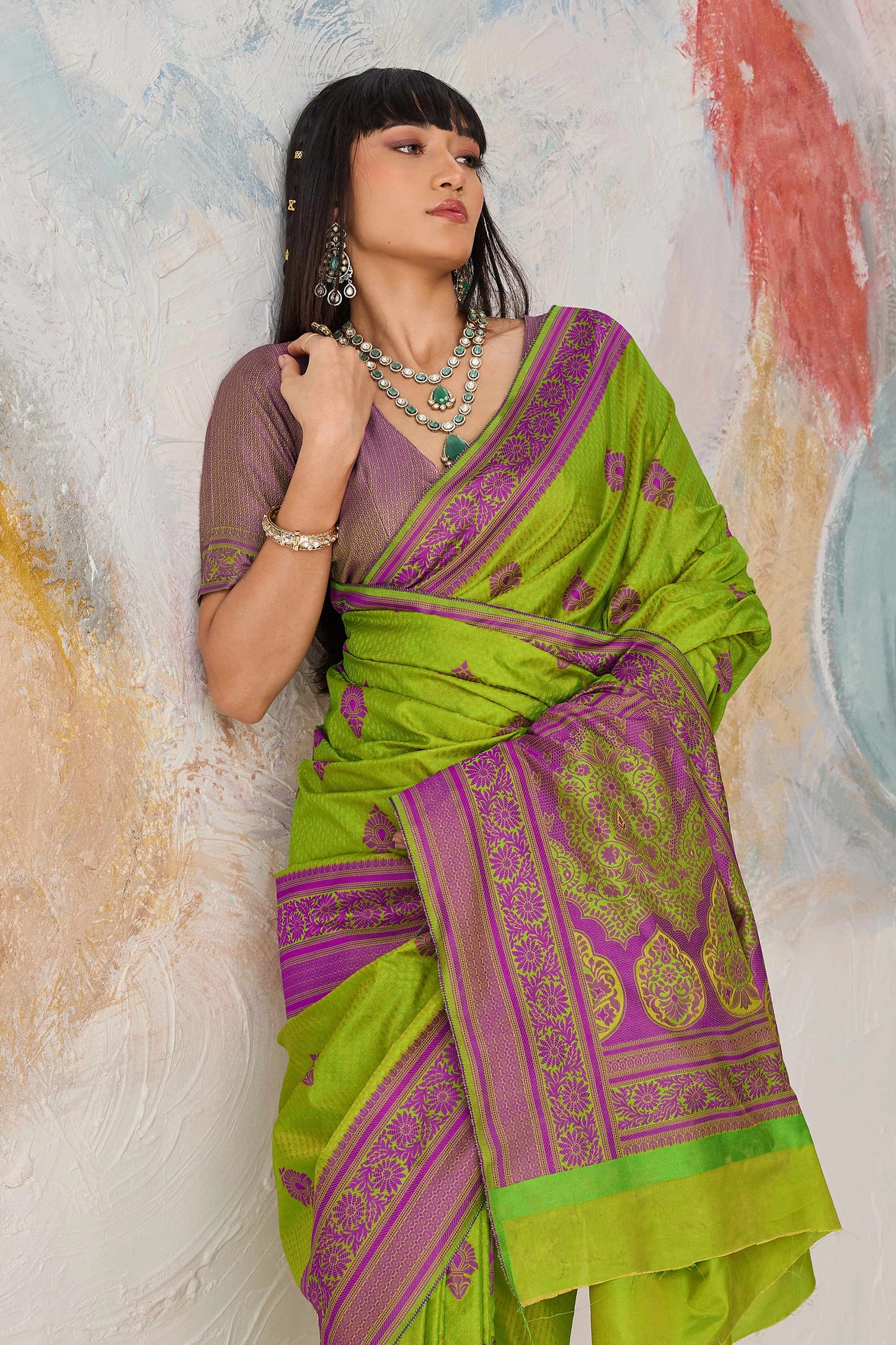 Green Woven Silk Saree-SAR12316_2_SareeButa.com