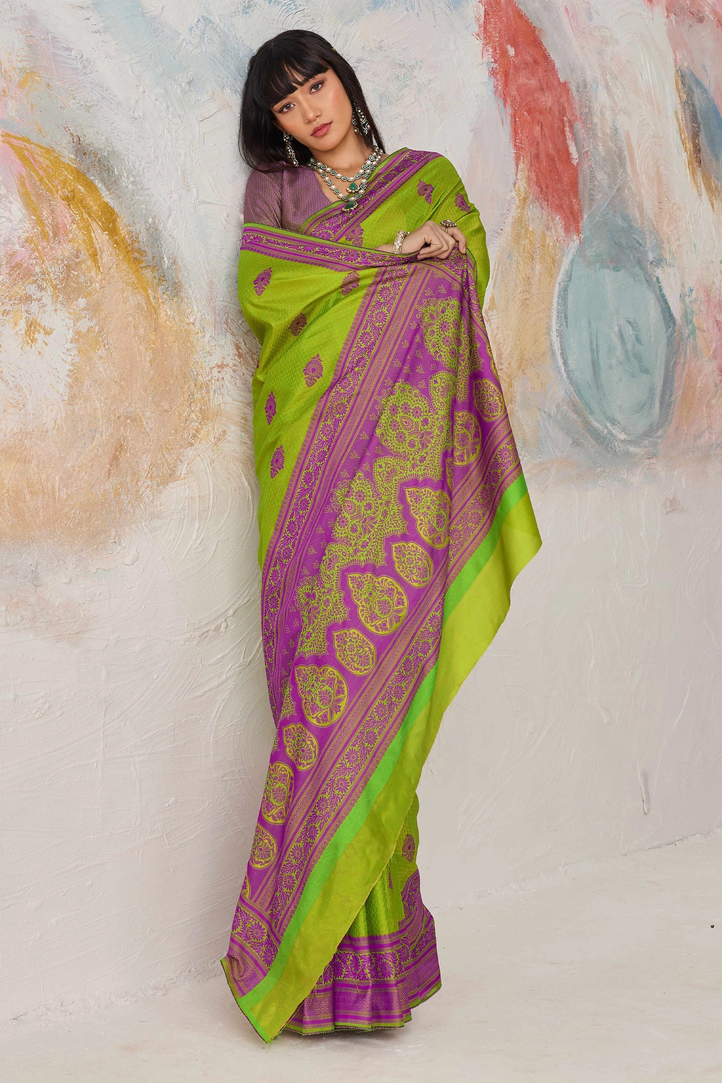 Green Woven Silk Saree-SAR12316_3_SareeButa.com