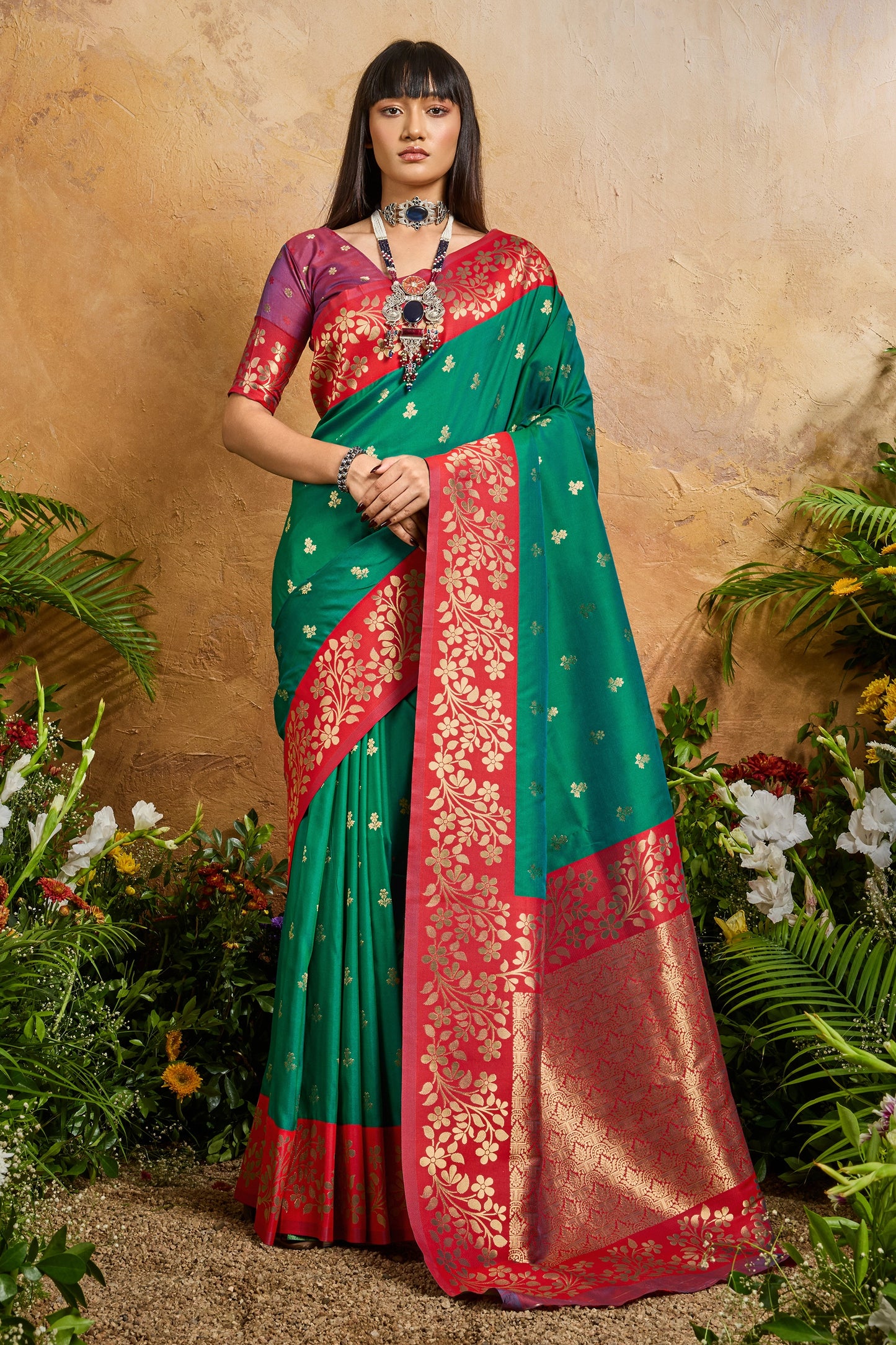 Green Woven Silk Saree-SAR12322_1_SareeButa.com