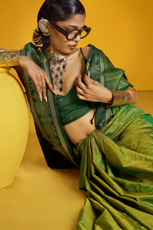 Green Woven Silk Saree-SAR12364_2_SareeButa.com