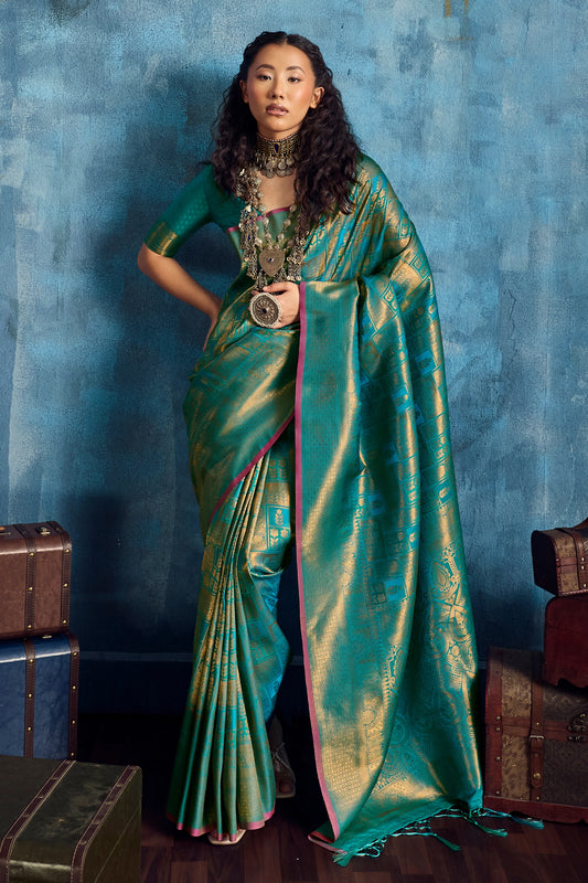 Green Woven Silk Saree-SAR12379_1_SareeButa.com