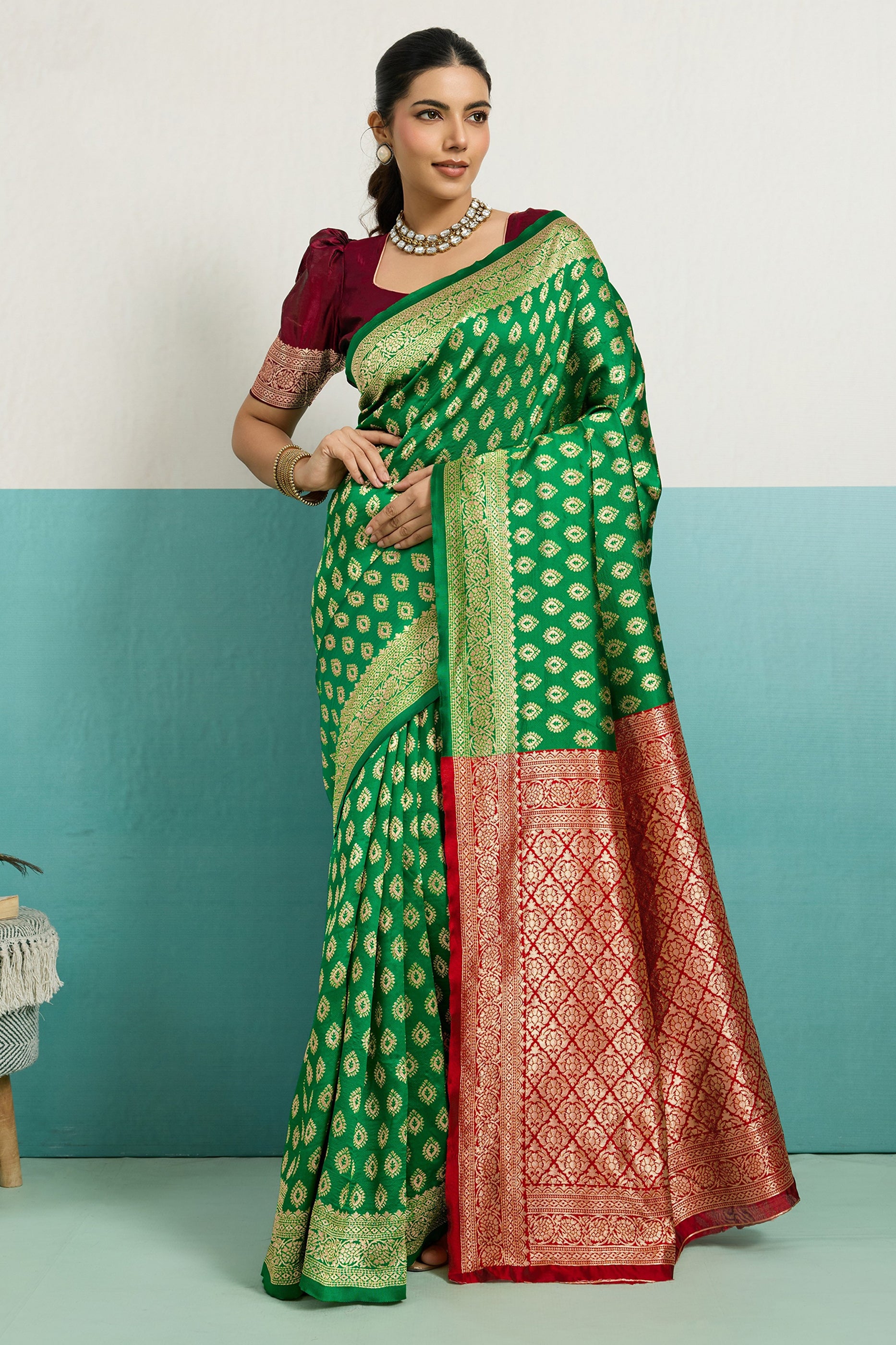 Green Woven Silk Saree-SAR12510_1_SareeButa.com