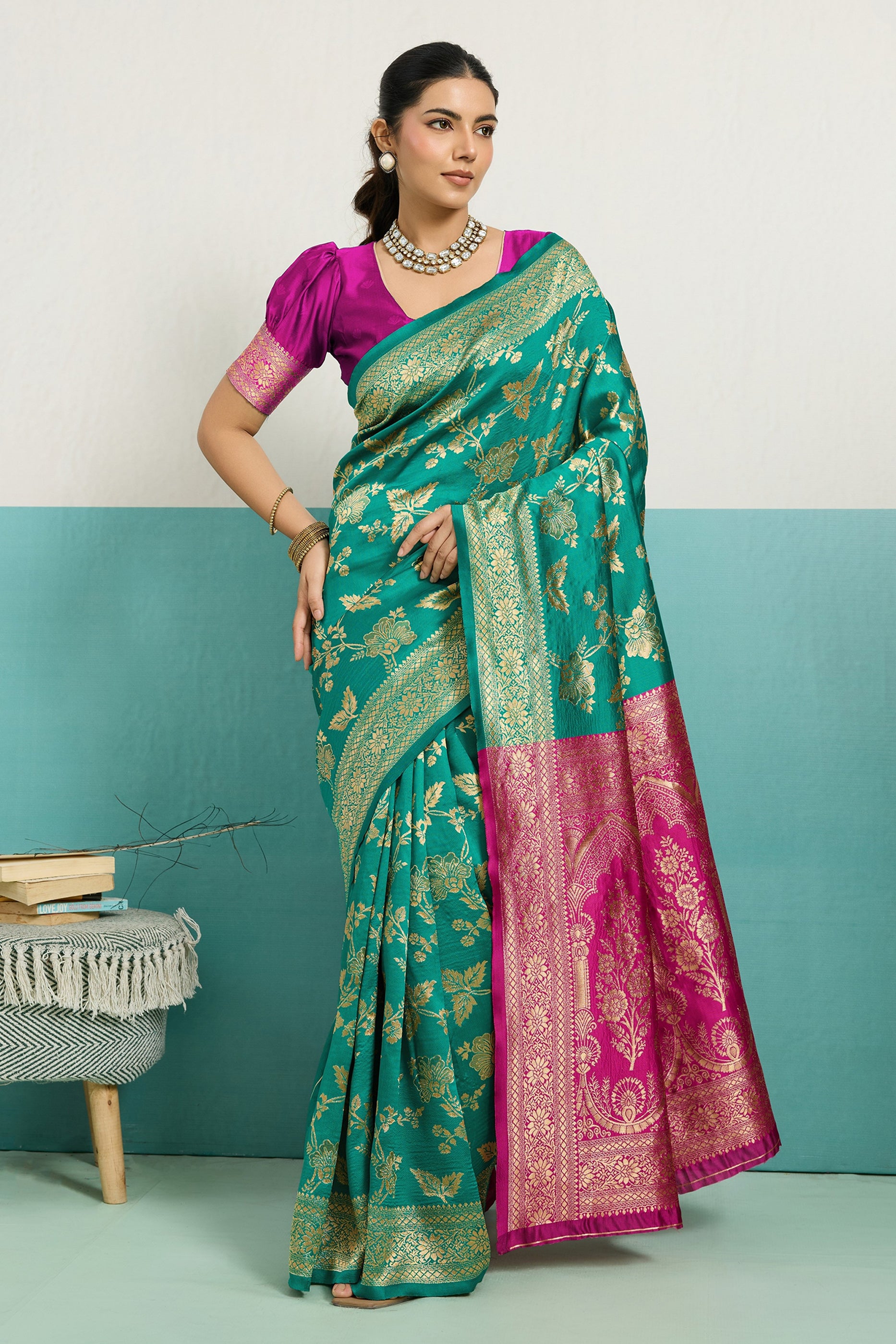 Green Woven Silk Saree-SAR12520_1_SareeButa.com