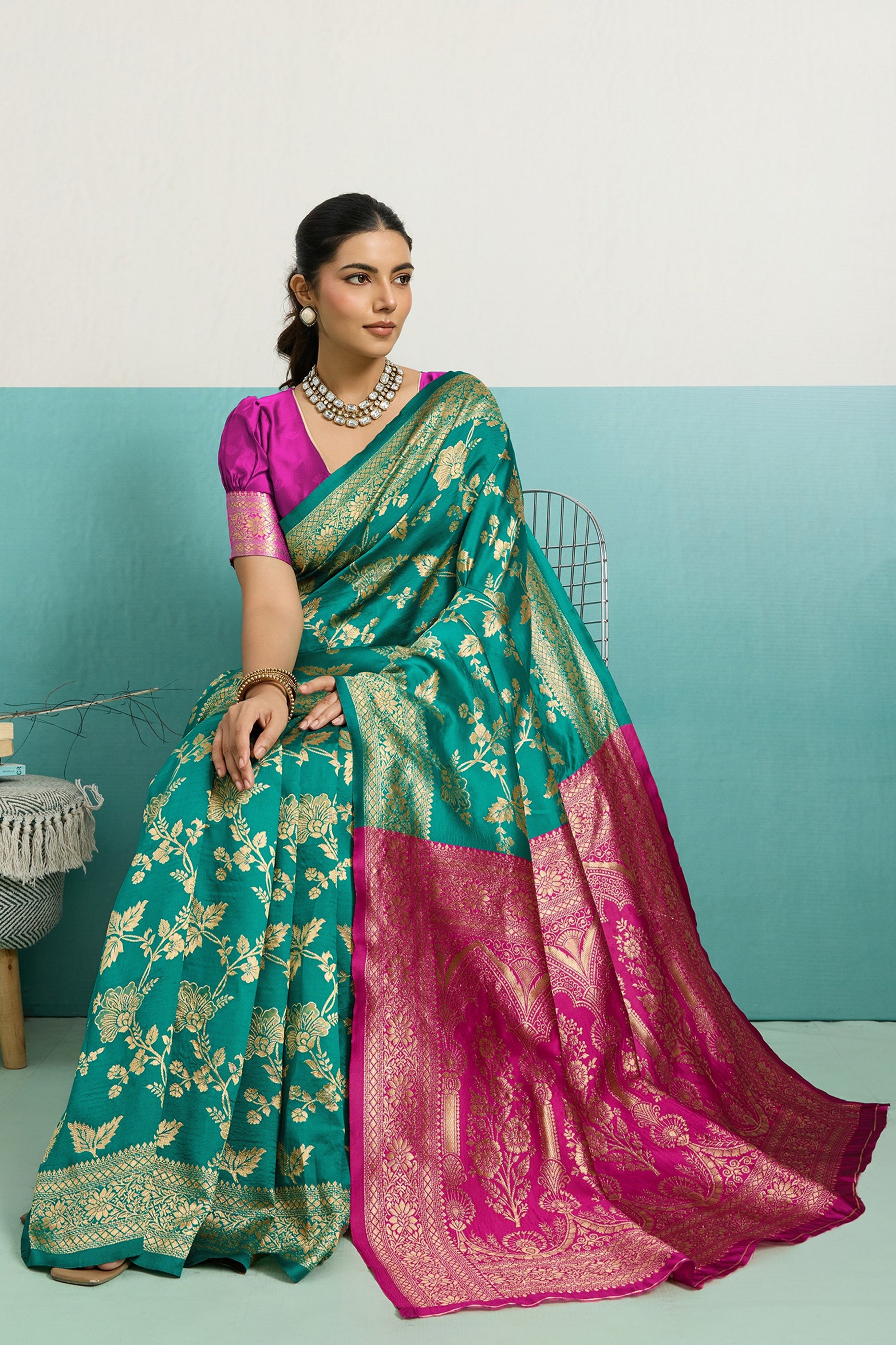 Green Woven Silk Saree-SAR12520_3_SareeButa.com