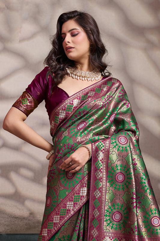 Green Woven Silk Saree-SAR12548_2_SareeButa.com