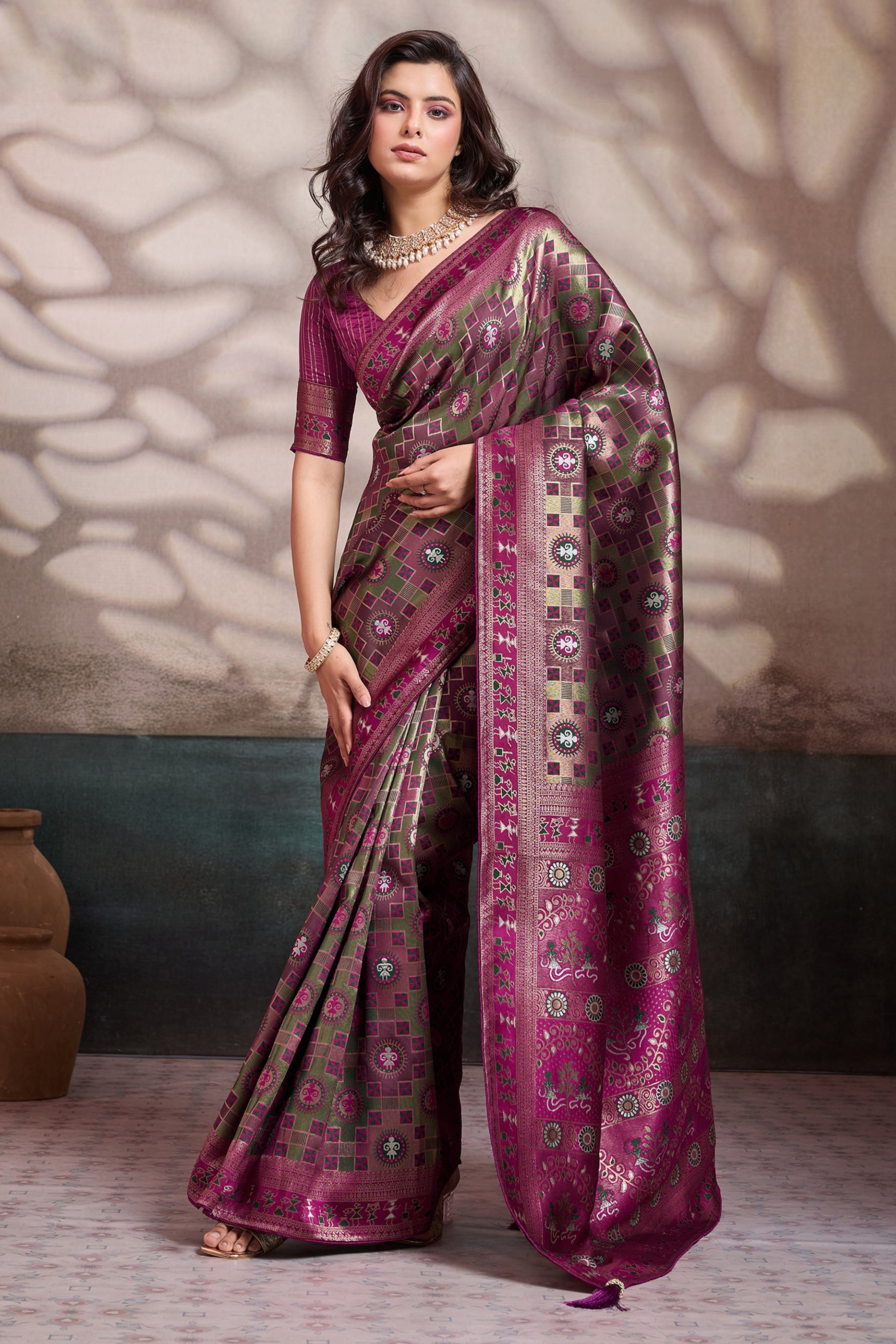 Green Woven Silk Saree-SAR12550_1_SareeButa.com