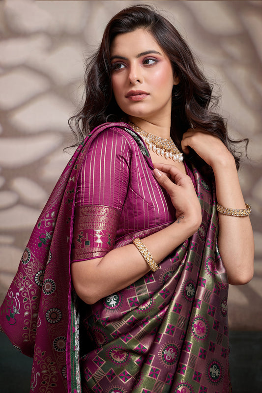 Green Woven Silk Saree-SAR12550_2_SareeButa.com