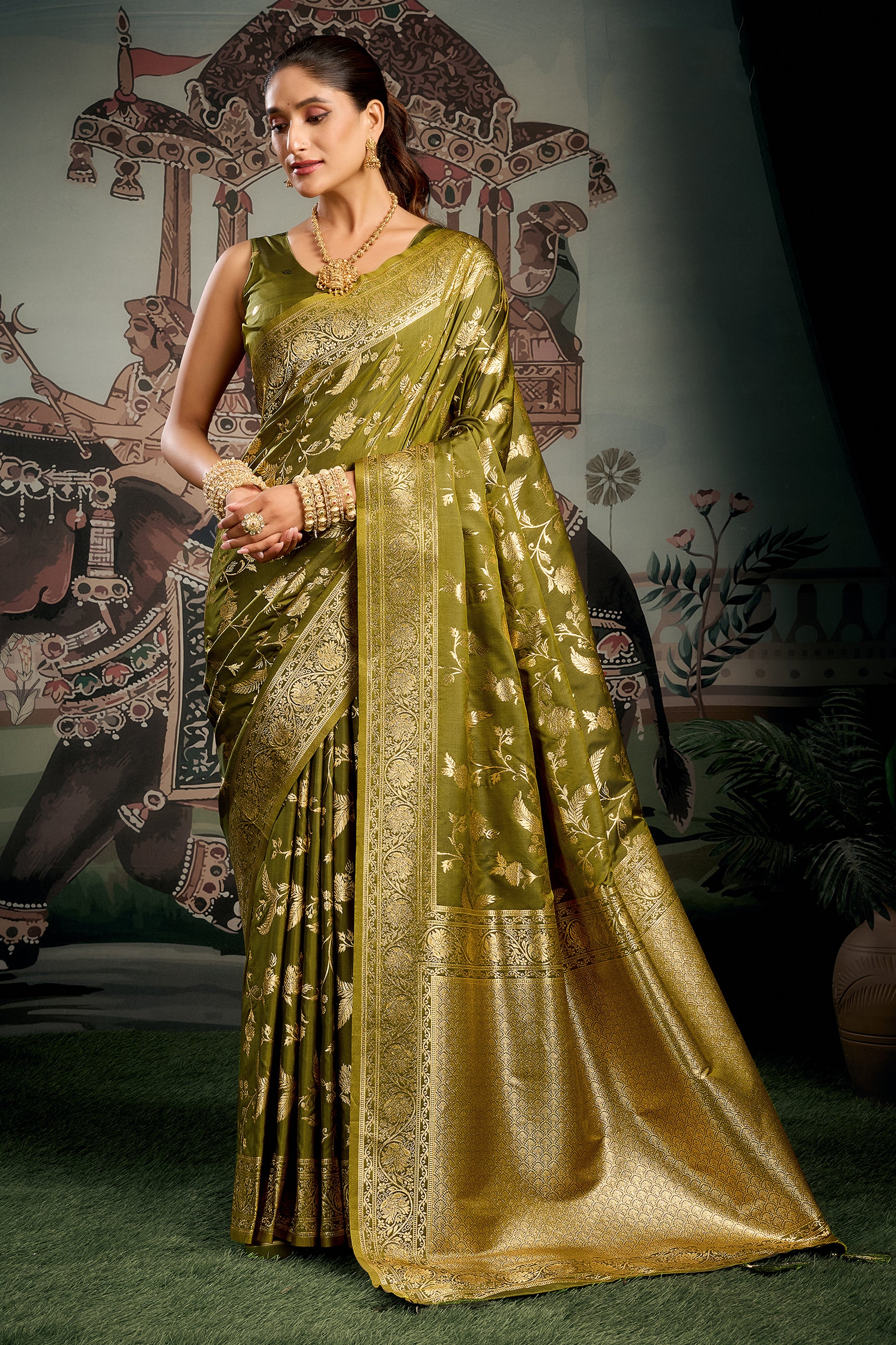 Green Woven Silk Saree-SAR12619_1_SareeButa.com