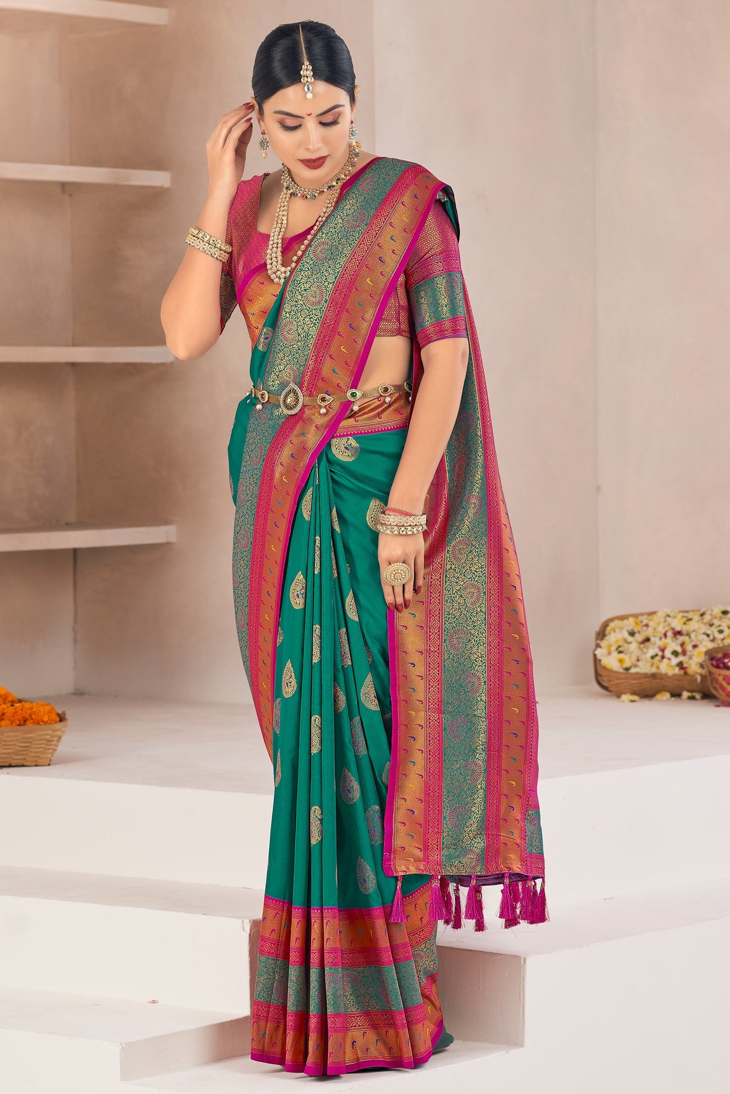 green-woven-silk-saree-zb132367_1_SareeButa.com