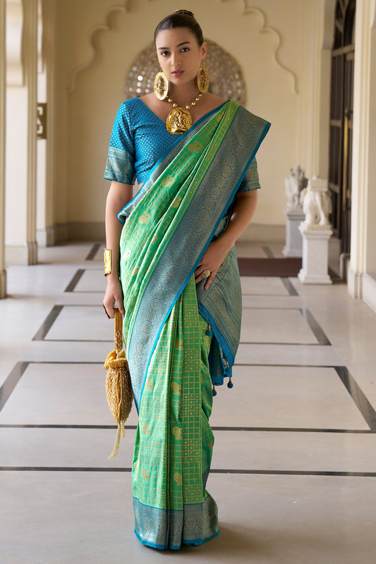 Green Woven Silk Saree-ZB133511_1_SareeButa.com