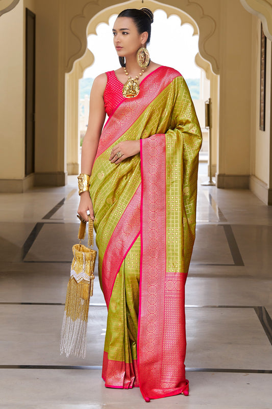 Green Woven Silk Saree-ZB133513_1_SareeButa.com