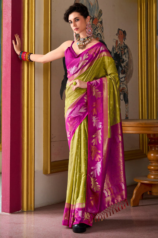 Green Woven Silk Saree-ZB133604_1_SareeButa.com