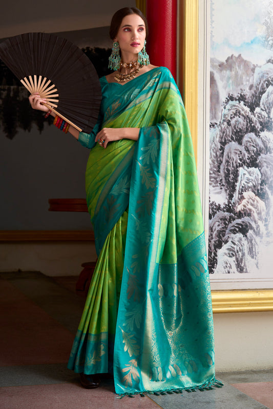 Green Woven Silk Saree-ZB133607_1_SareeButa.com