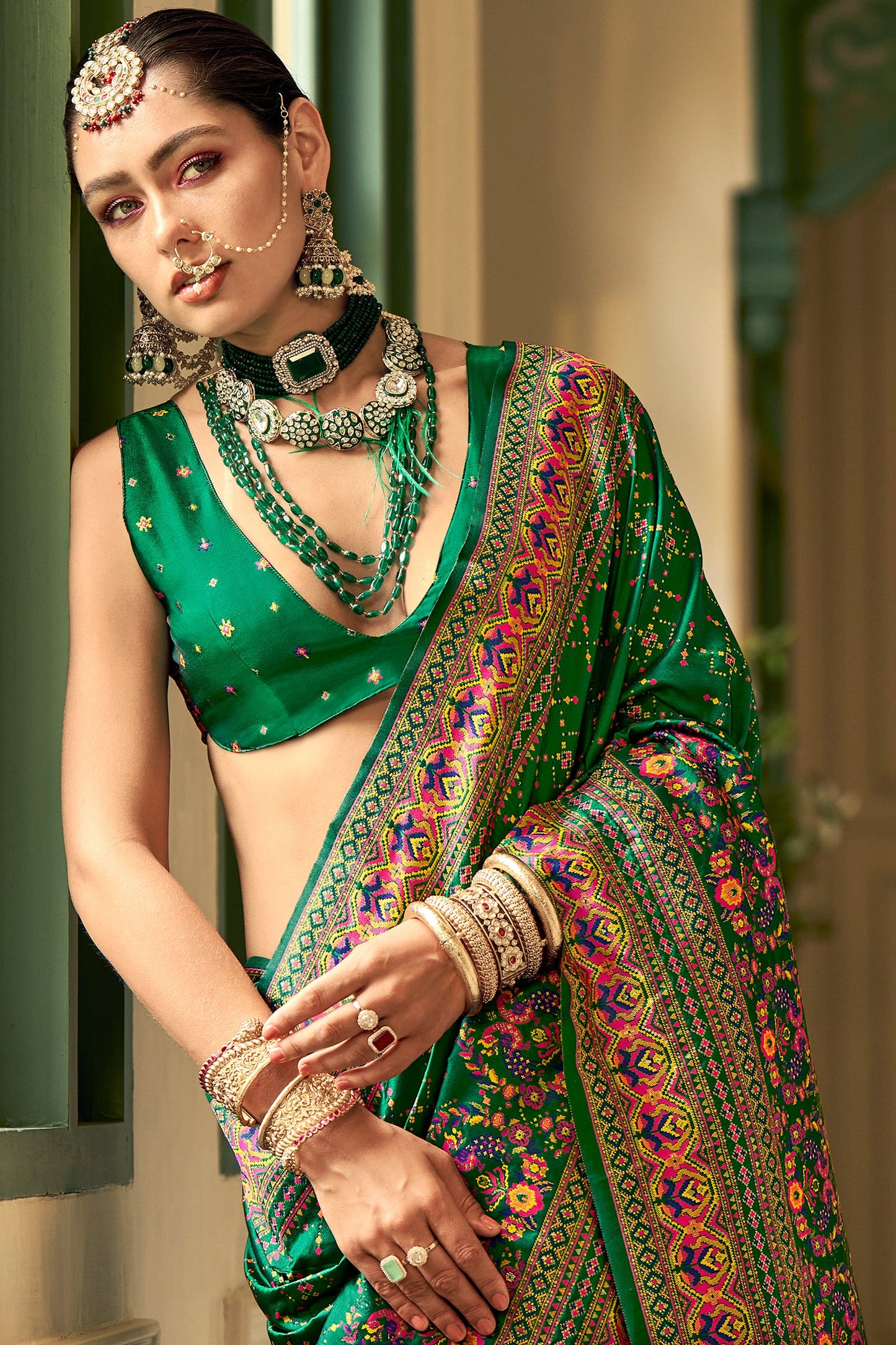 Green Woven Silk Saree-ZB133667_2_SareeButa.com