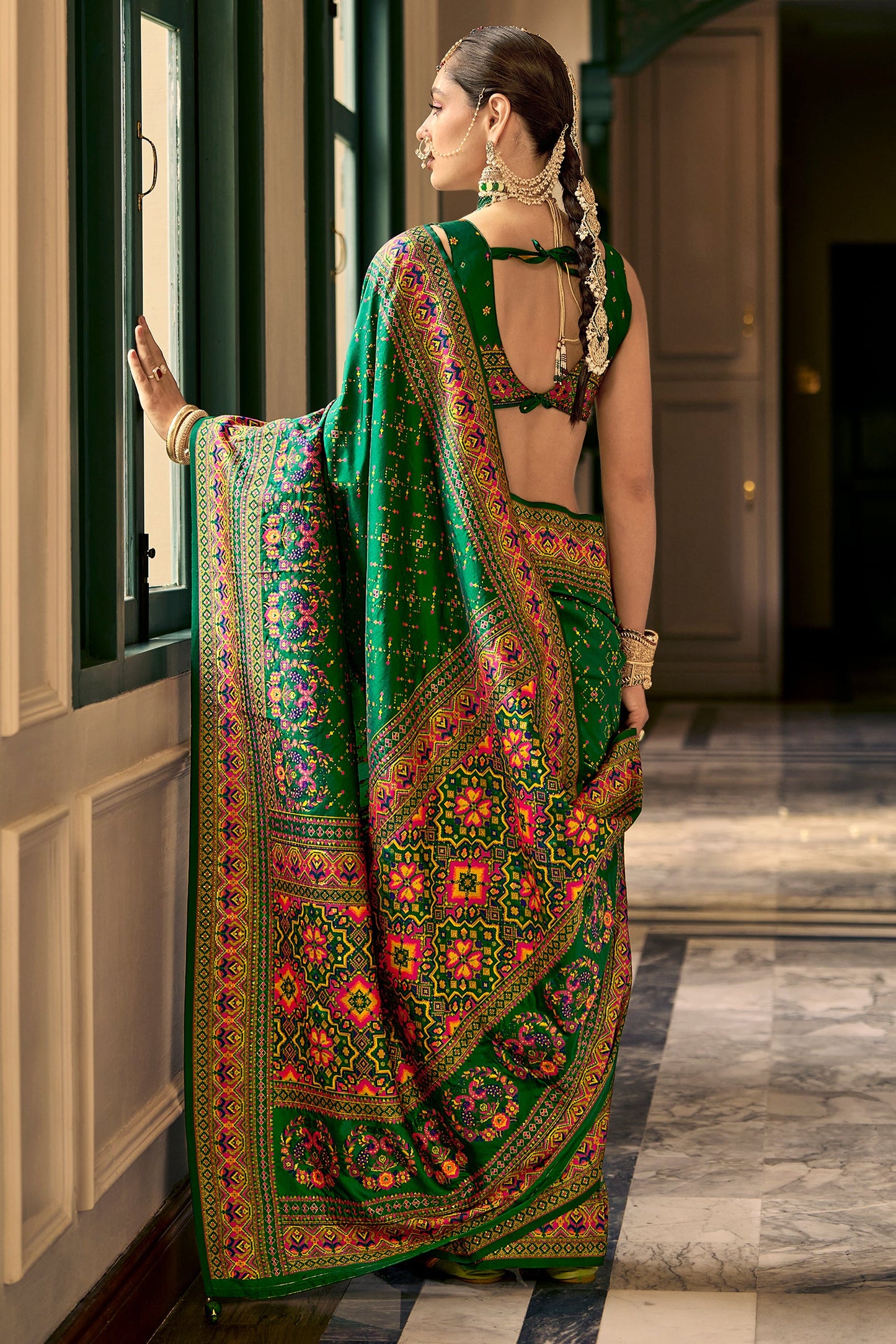 Green Woven Silk Saree-ZB133667_3_SareeButa.com