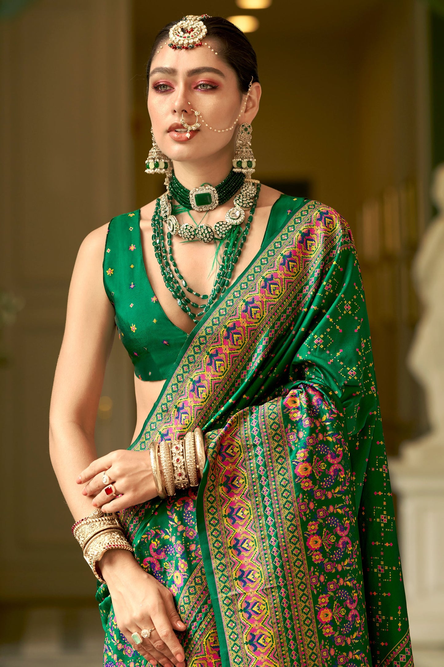 Green Woven Silk Saree-ZB133667_4_SareeButa.com