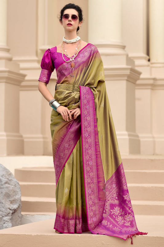 Green Woven Silk Saree-ZB133773_1_SareeButa.com