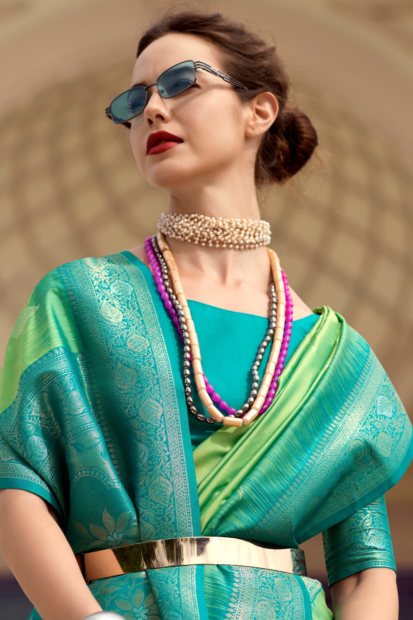 Green Woven Silk Saree-ZB133775_4_SareeButa.com