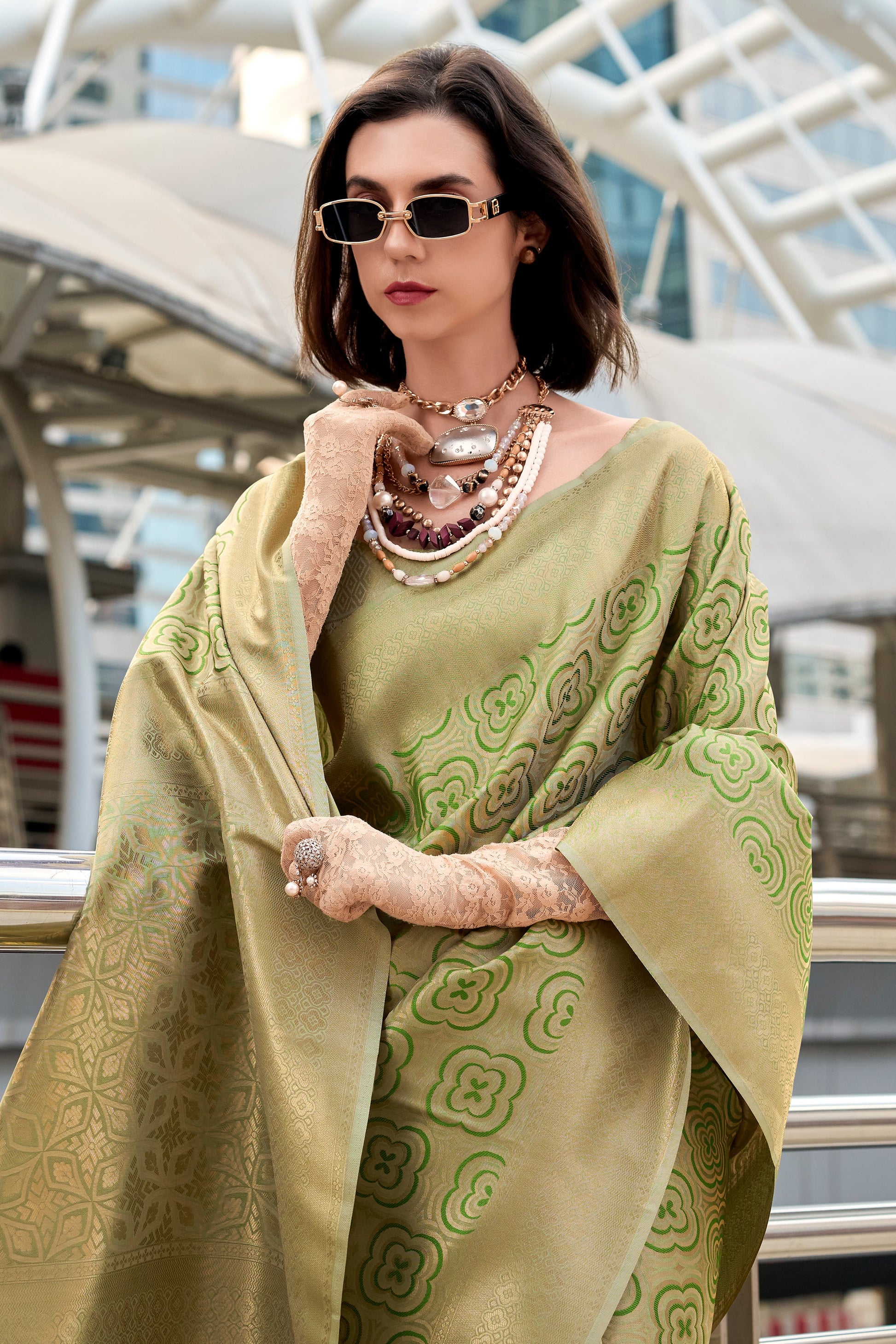 Green Woven Silk Saree-ZB134041_2_SareeButa.com