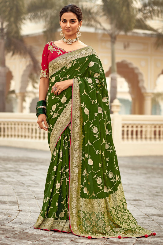 Green Woven Silk Saree-ZB134125_1_SareeButa.com