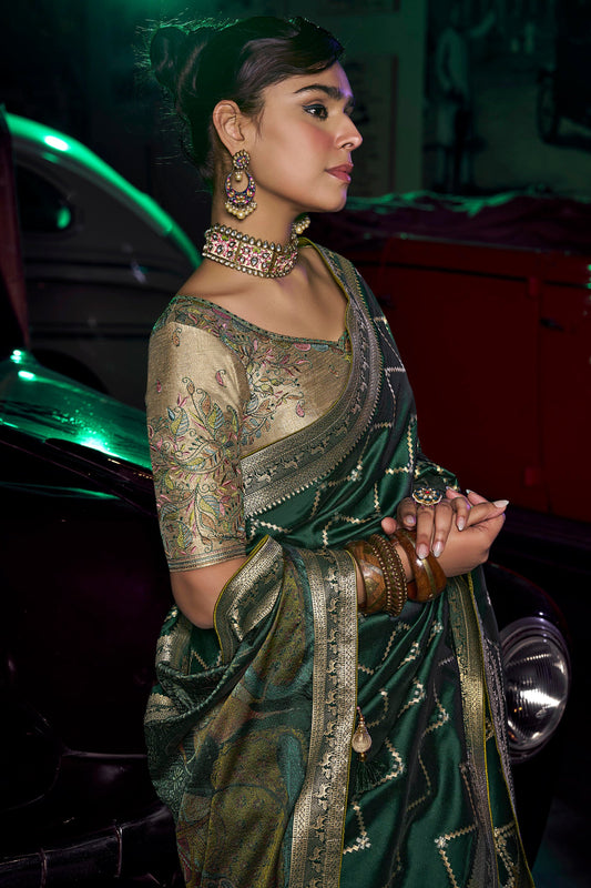 Green Woven Silk Saree-ZB134659_2_SareeButa.com