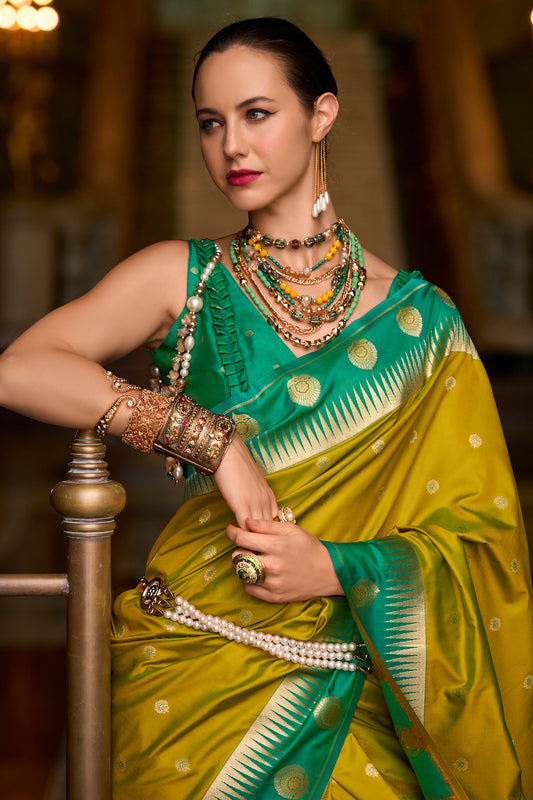 Green Woven Silk Saree-ZB134688_2_SareeButa.com